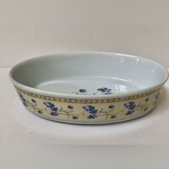 HERITAGE MINT ENCHANTED GARDEN OVAL BOWL BAKING 11"X7.5"X1.5" WHITE/FLORAL - Picture 2 of 11